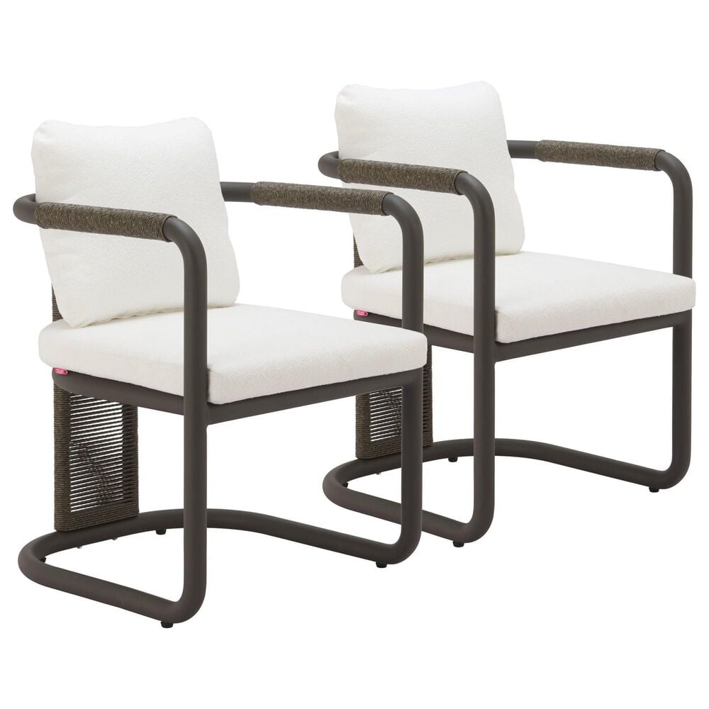 Zuo Modern Ciel Outdoor Dining Chair in Ivory (Set of 2), , large