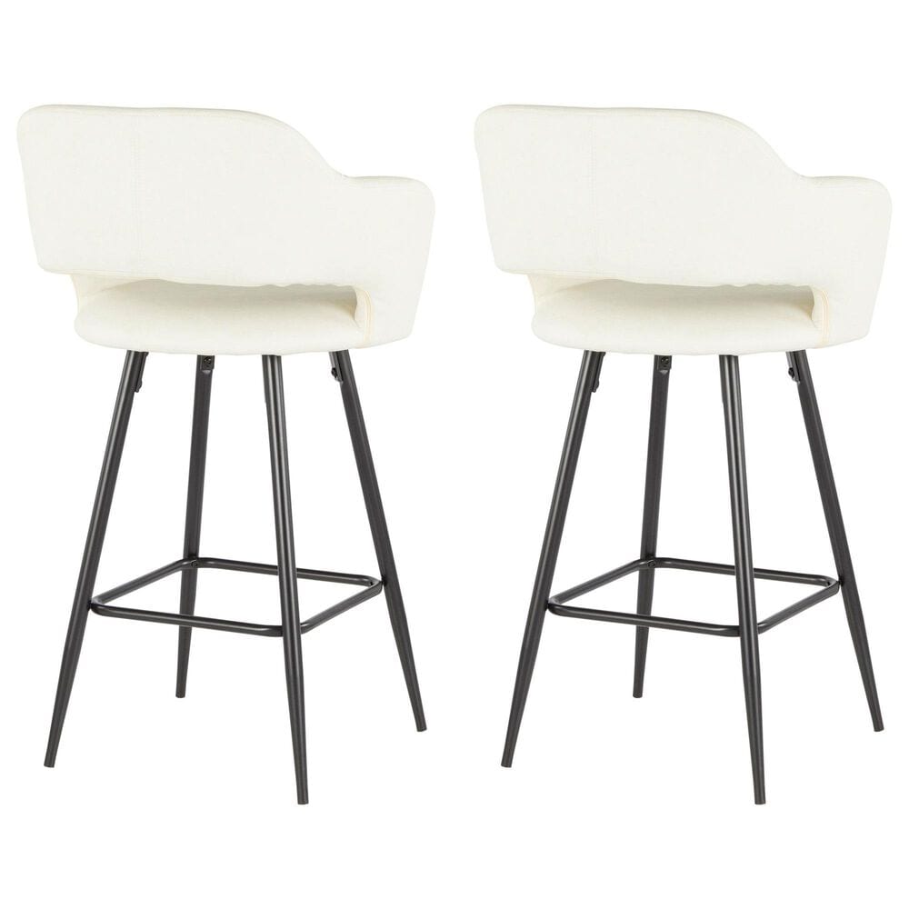 LumiSource Margarite Counter Stool with Cream Cushion in Black &#40;Set of 2&#41;, , large