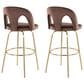 LumiSource Ava Swivel Bar Stool with Espresso Velvet Upholstery in Gold (Set of 2), , large
