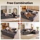 HOMLUX 2-Piece Stationary Right-Facing Chaise with Loveseat and Corduroy Fabric Upholstery in Grey, , large
