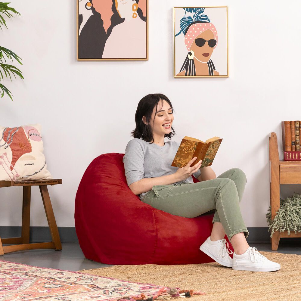 Jaxx 3' Round Bean Bag with Removable Cover in Cherry NFM