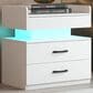 Hearth and Haven 2-Drawer Nightstand with Adjustable LED Strip Light in White, , large