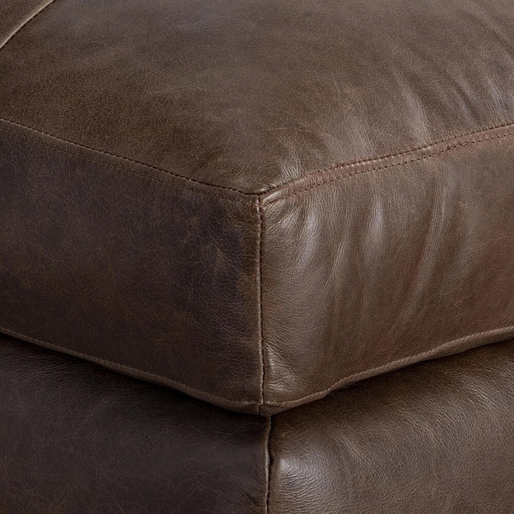Bernhardt Nest Leather Ottoman in Brown, , large