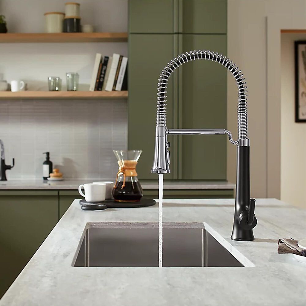 Kohler Tone Semi-Professional Pull-Down Kitchen Sink Faucet in Polished Chrome and Matte Black, , large