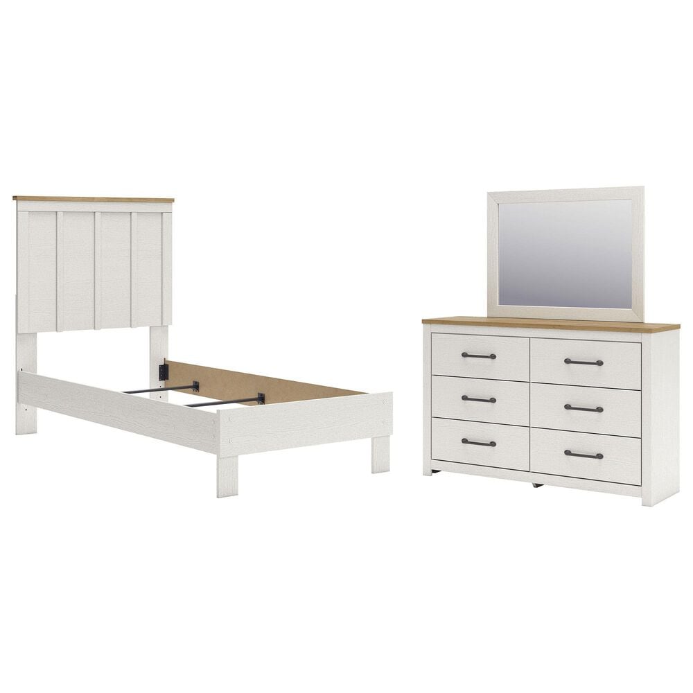 Ashley Linnocreek 3-Piece Twin Bedroom Set in White and Warm Brown, , large