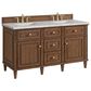 James Martin Vanities Lorelai 60" Double Vanity in Mid-Century Walnut with 3 cm Victorian Silver Quartz Top, , large