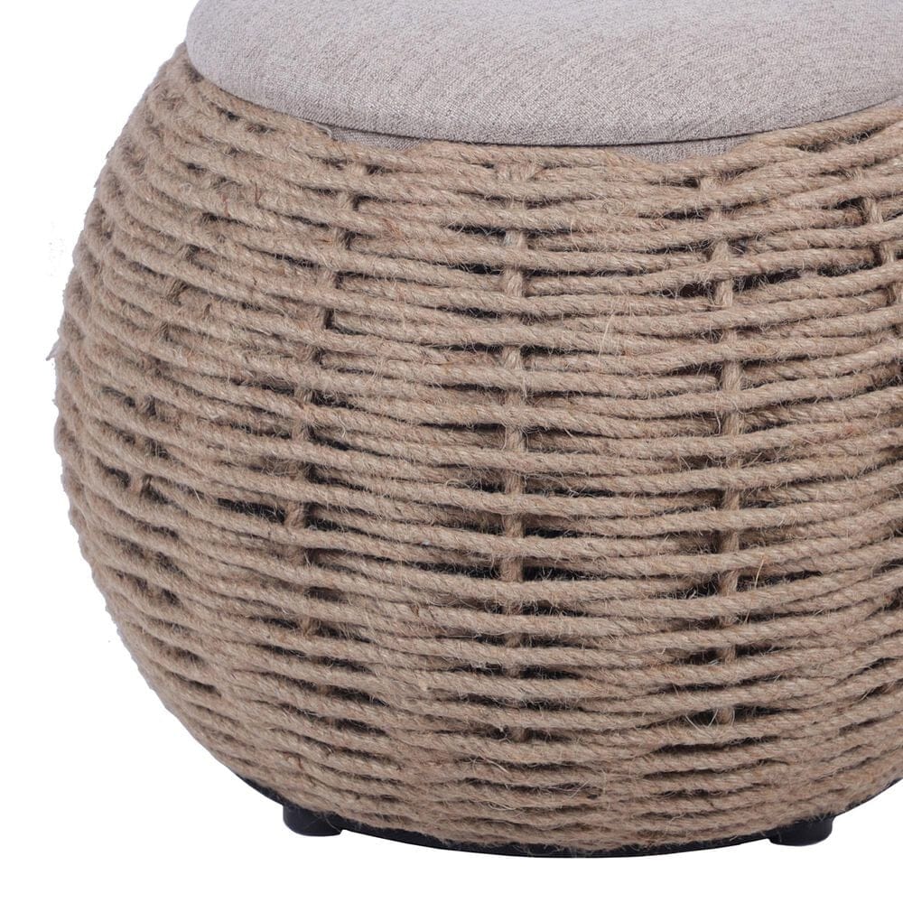 Rta Products Woven Storage Ottoman in Natural, , large