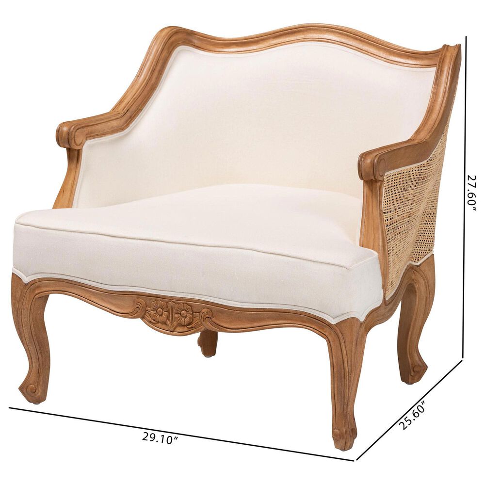 Baxton Studio Sylvestra Accent Chair with Honey Oak Frame in Beige, , large