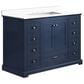 Lexora Home Dukes 48" Single Bathroom Vanity in Navy Blue with 2 cm White Cultured Marble Top and Rectangular Sink, , large