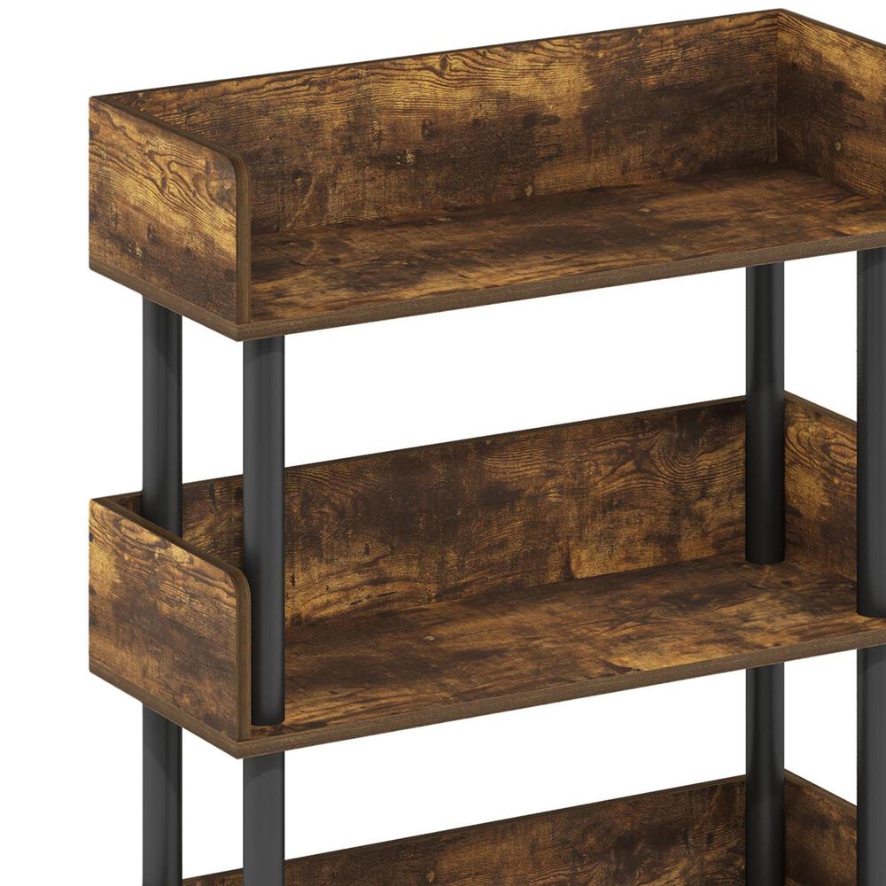 HOMLUX Turn-N-Tube 3-Tier Open Display Storage Bookshelf in Amber Pine and Black, , large