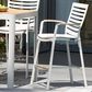 Blue River Portals Patio Barstool with Beige Cushion in Light Matte Sand and Natural Teak, , large
