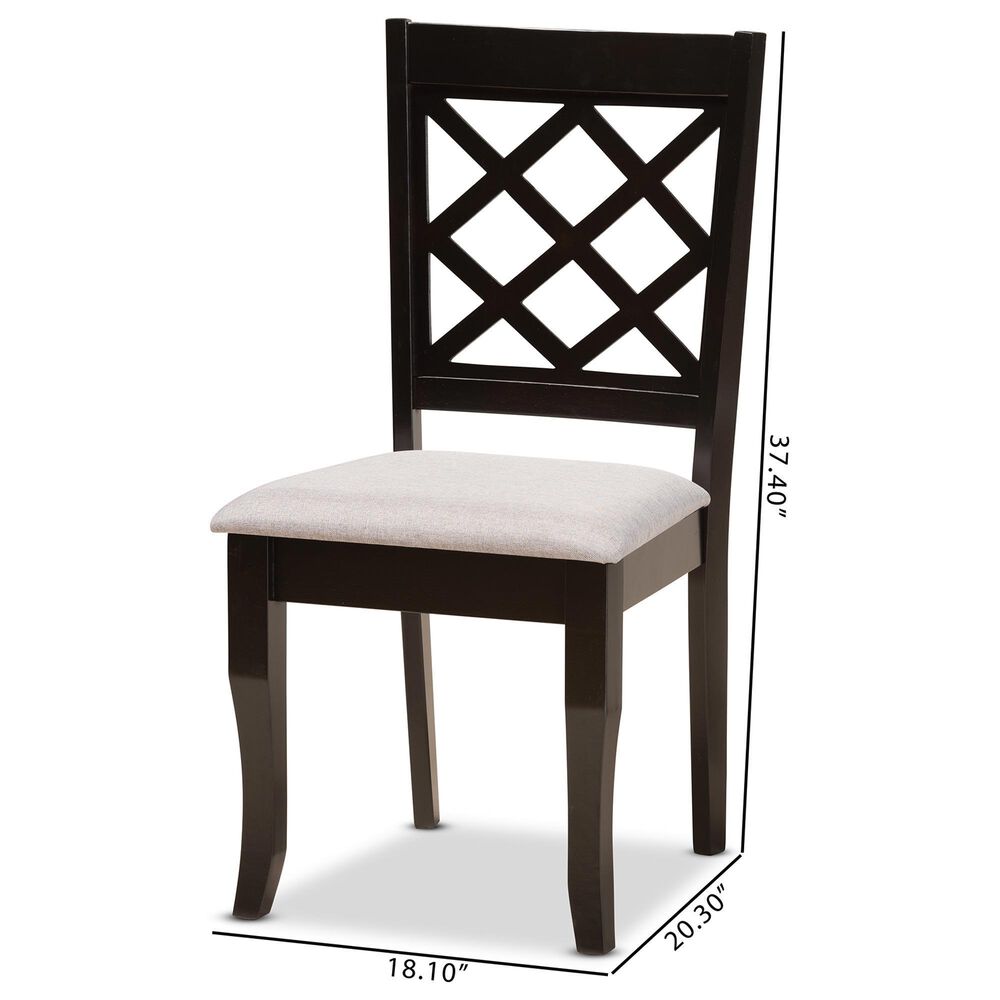 Baxton Studio Verner Side Chair with Grey Cushion in Dark Brown (Set of 2), , large