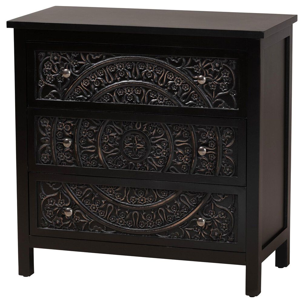 Baxton Studio Yelena 3-Drawer Storage Cabinet in Black, , large
