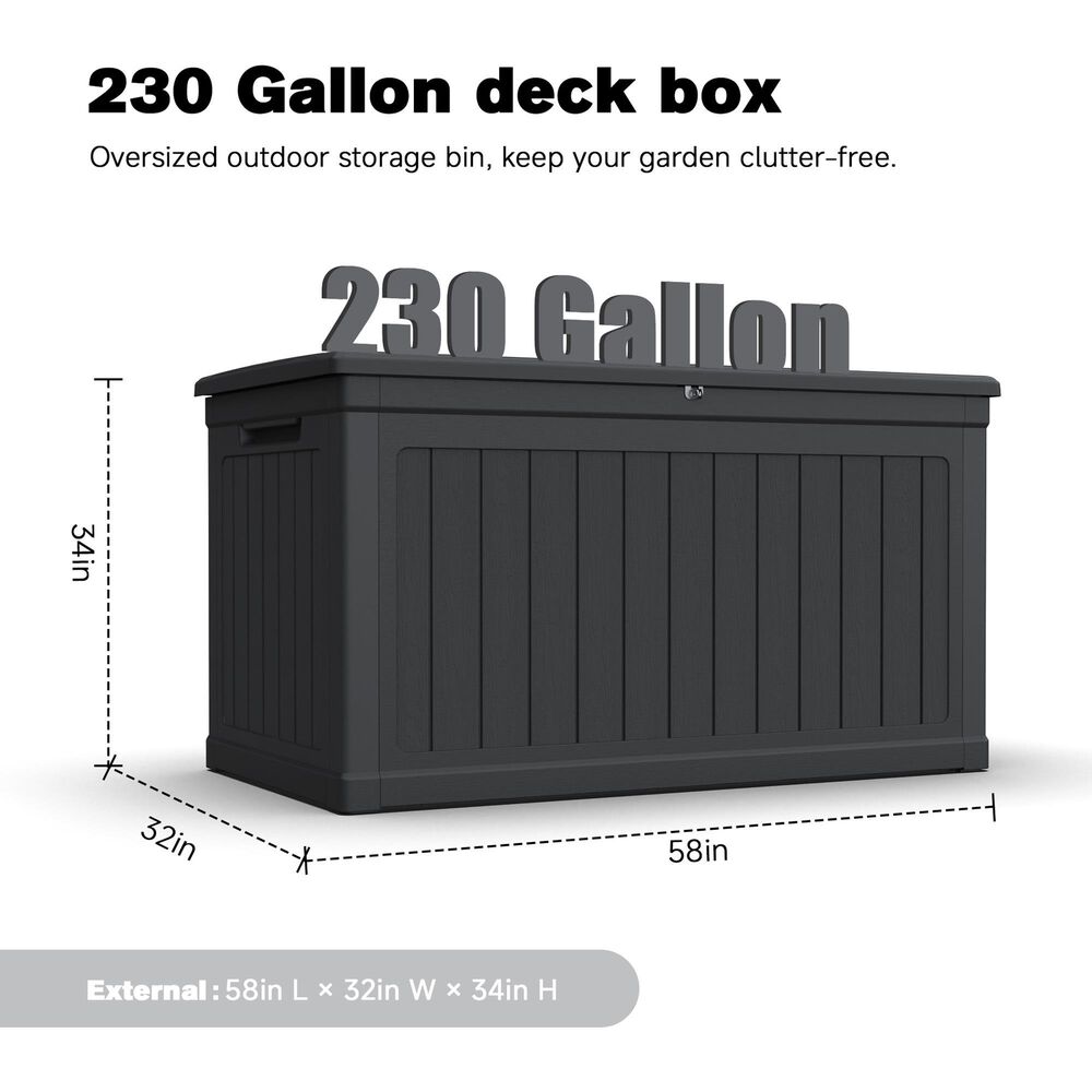 Hearth and Haven 230-Gallon Outdoor Plastic Deck Box in Black, , large