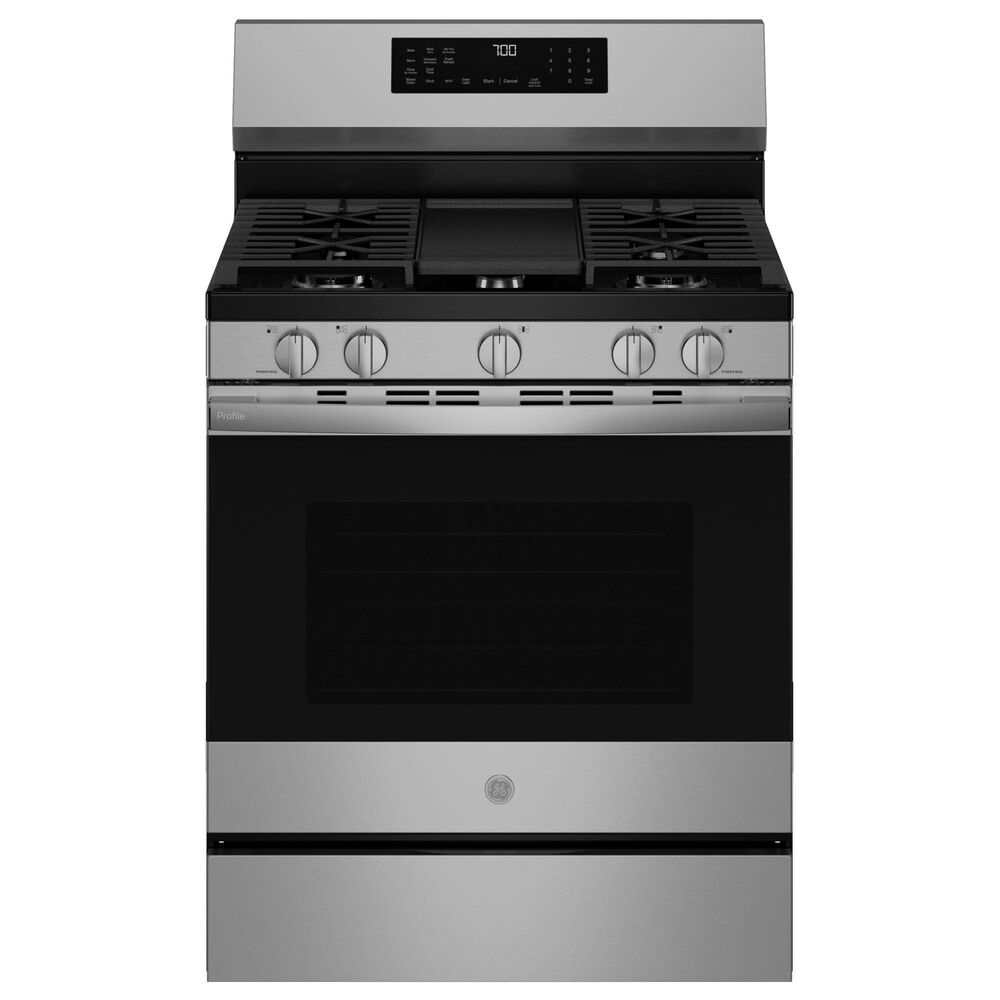 GE Profile 5.3 Cu. Ft. Smart Freestanding Gas Range with No Preheat Air Fry in Stainless Steel, , large