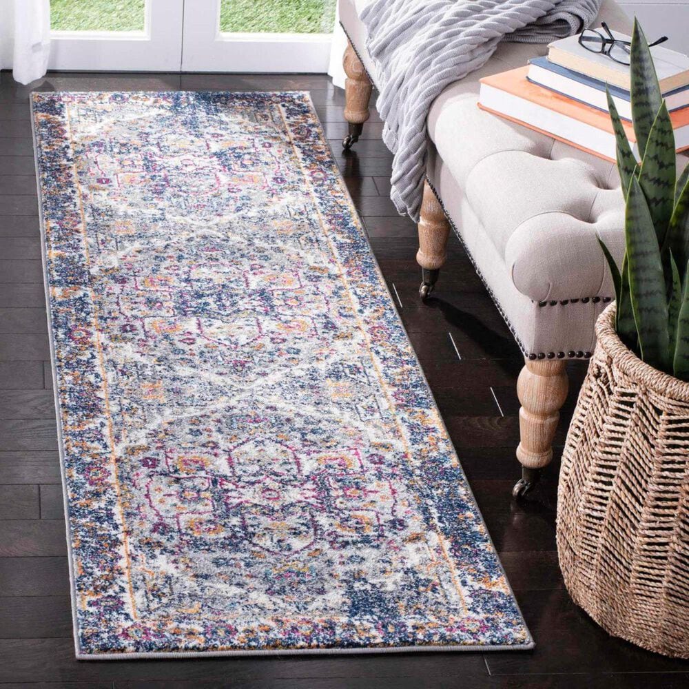 Safavieh Evoke EVK275G 2&#39;2&quot; x 7&#39; Grey and Navy Runner, , large