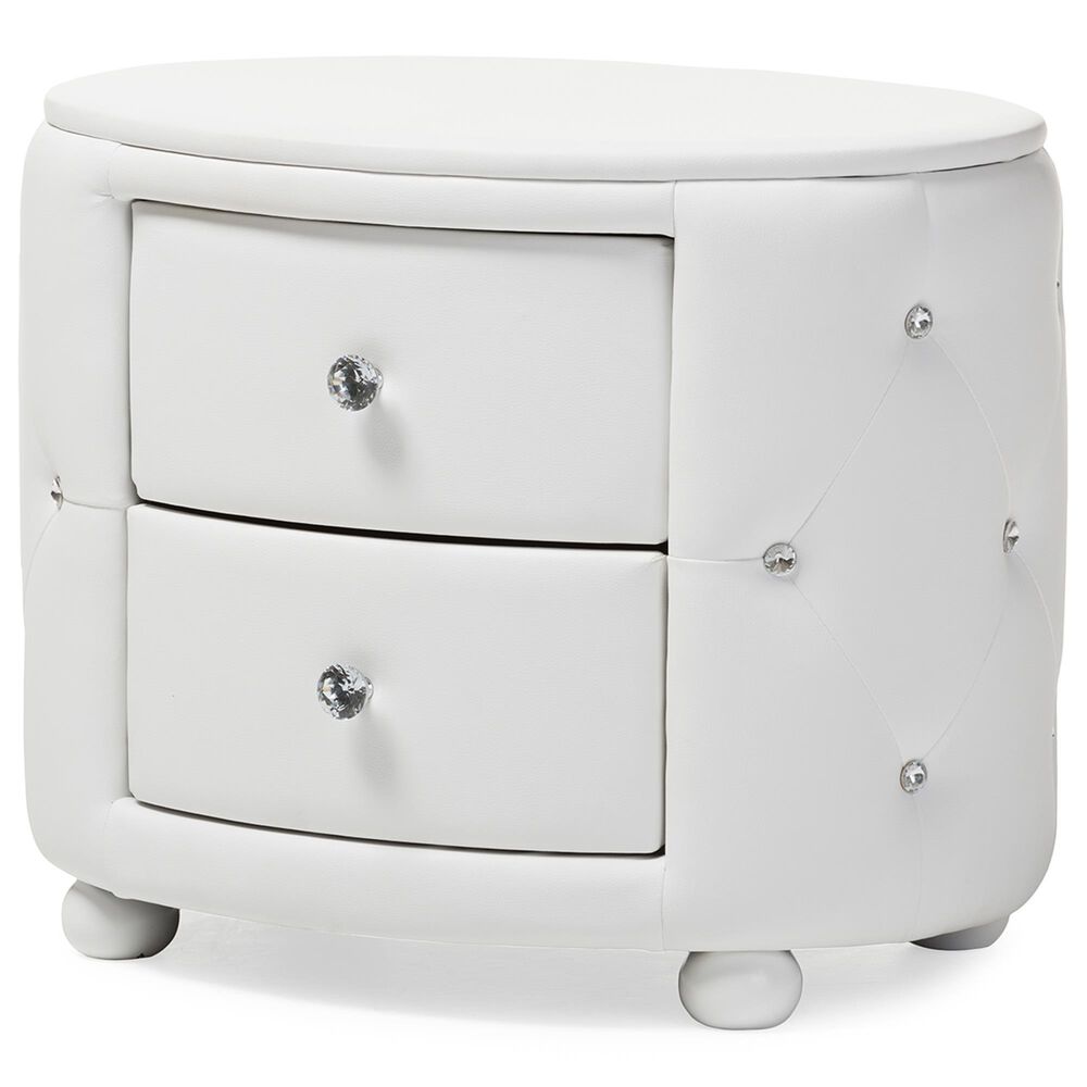 Baxton Studio Davina 2-Drawer Nightstand in White, , large