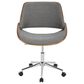 LumiSource Fabrizzi Swivel Office Chair with Grey Fabric Cushion in Chrome and Walnut, , large