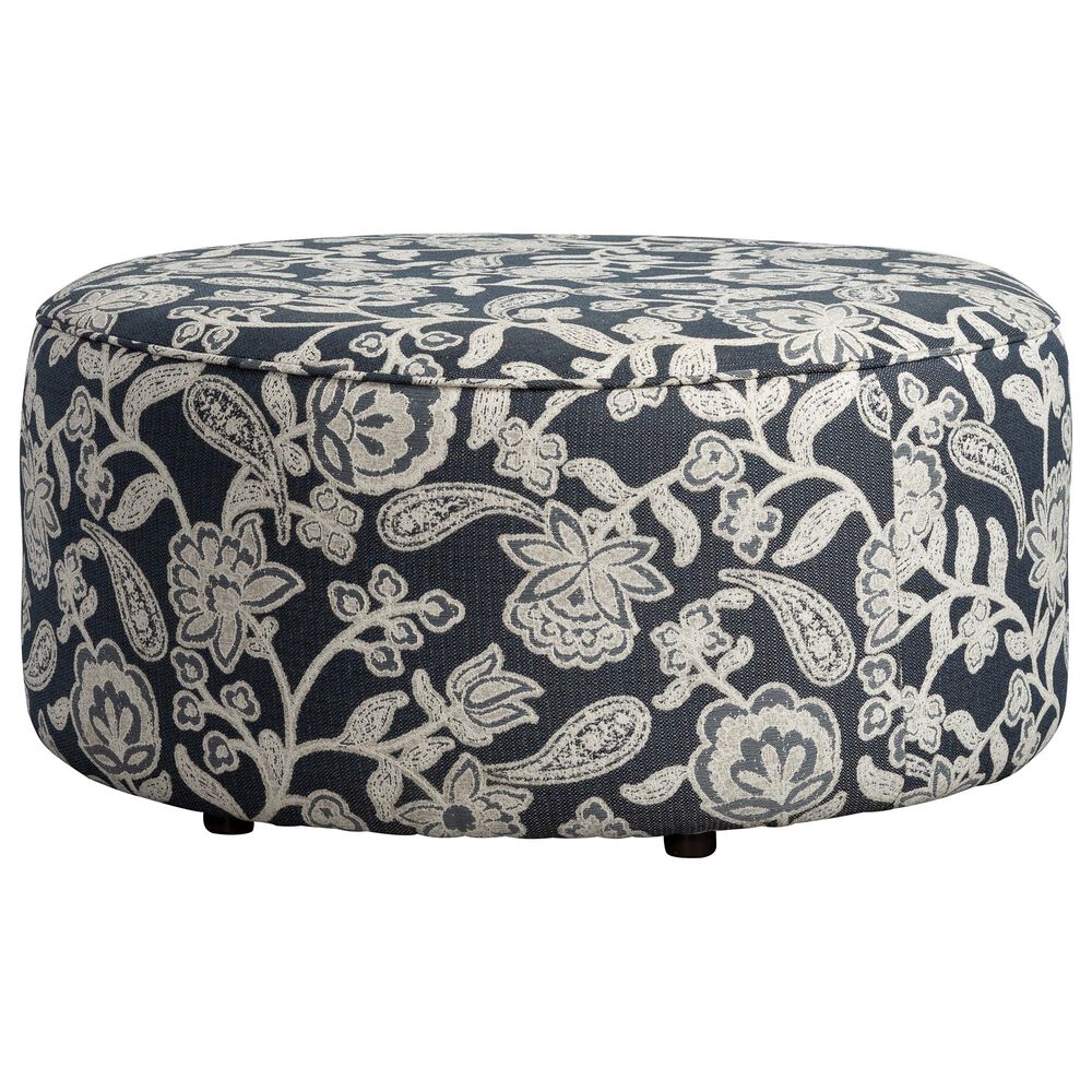 Xenia Round Ottoman in Sophie Indigo, , large