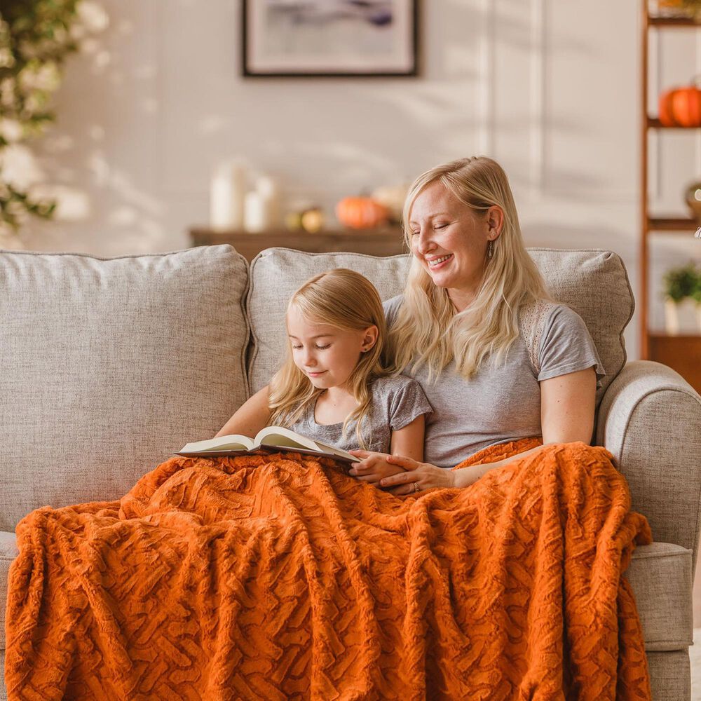 50&quot; x 65&quot; Cloud Faux Fur Throw Blanket in Orange, , large