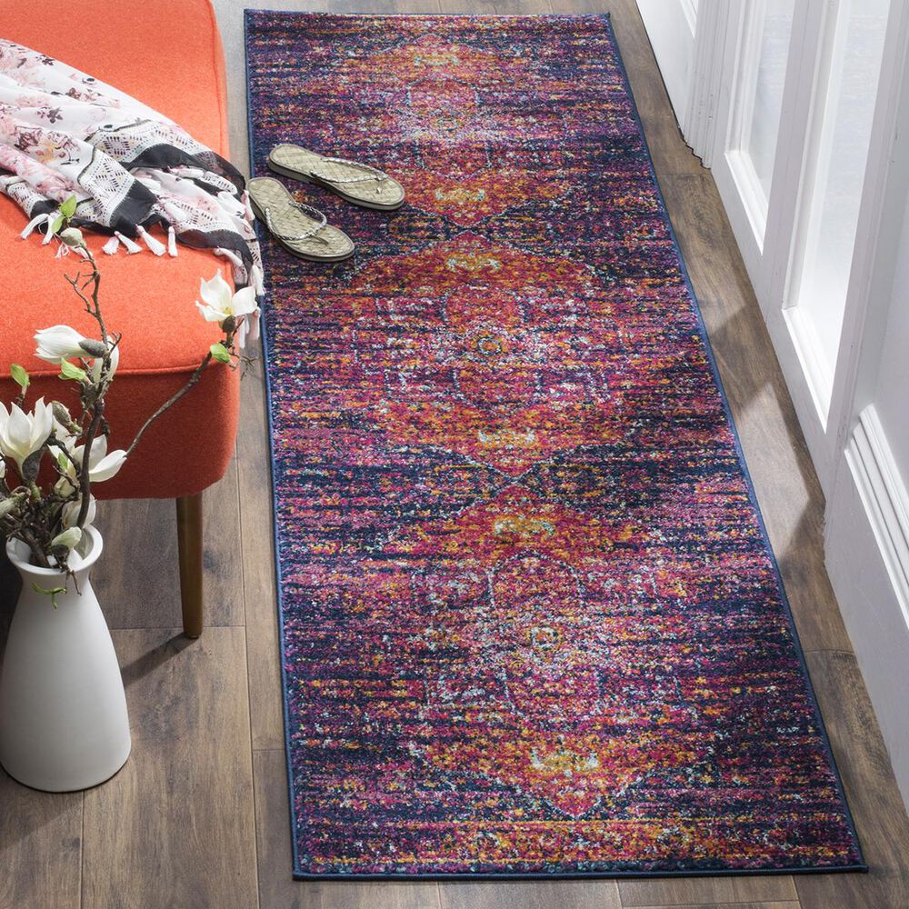 Safavieh Evoke EVK275F-27 2"2" x 7" Blue/Fuchsia Runner, , large