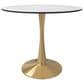 Leisuremod Leisuremod Bristol 31 round dining table Gold base with White Sintered stone Top, , large