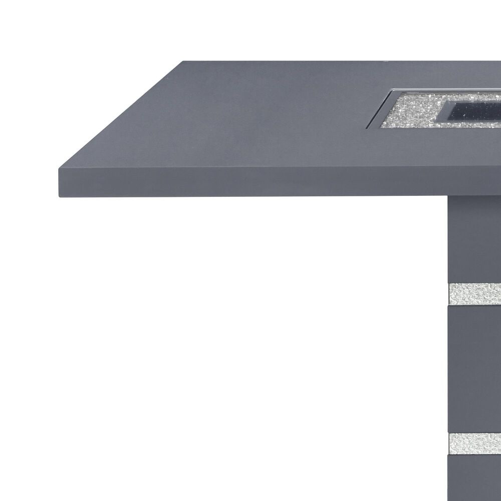 GLOBAL Monaco 5-Piece Rectangular Dining Set in Dark Grey and Silver, , large