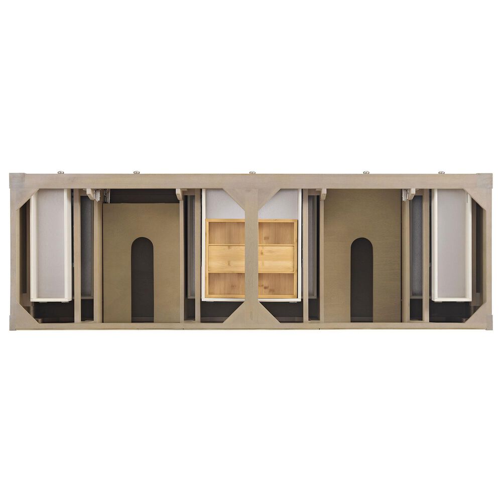 James Martin Vanities Breckenridge 72&quot; Double Vanity in Whitewashed Oak with Single Hole 3 cm White Zeus Quartz Top &amp; Backsplash, , large