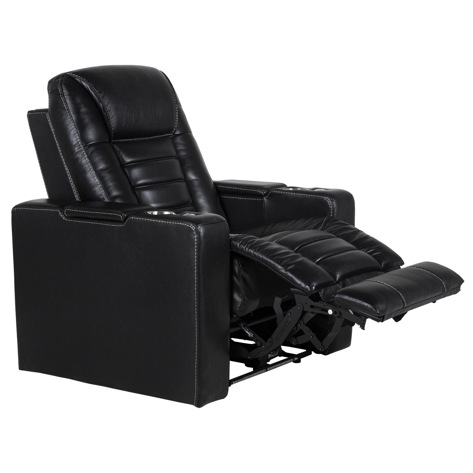 MotoMotion Leather Power Recliner with Power Headrest in Black NFM