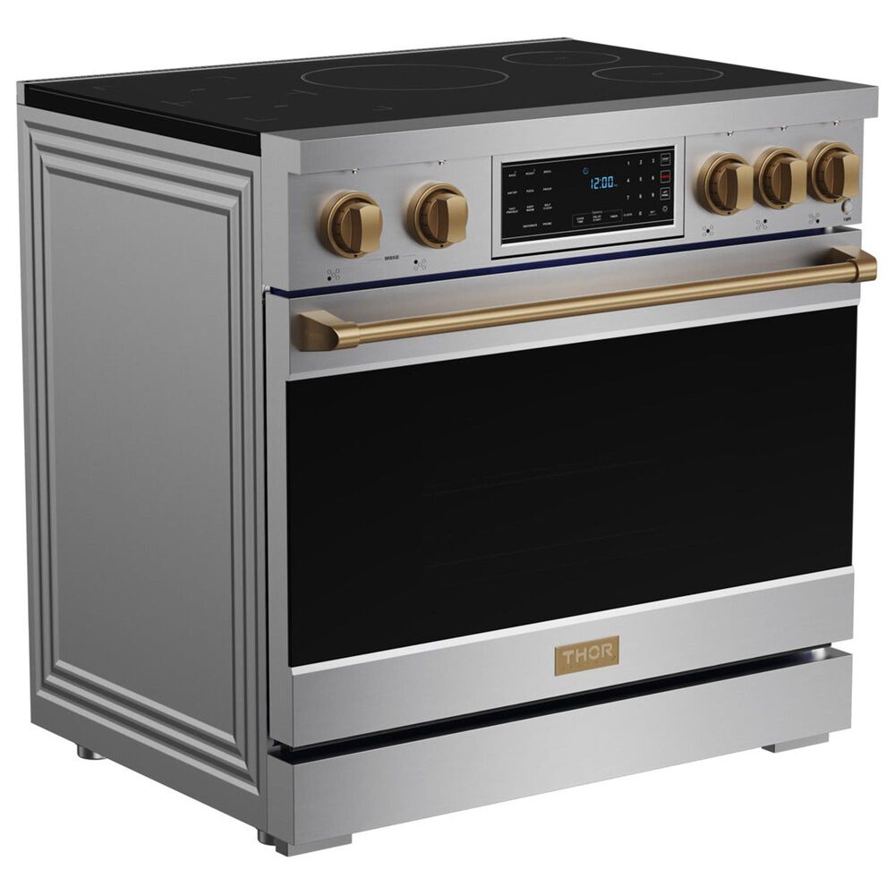 Thor Kitchen Gordon Ramsay 6 Cu. Ft. Professional Induction Range with Bronze Handle Kit in Stainless Steel, , large