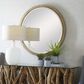 Uttermost Paradise Round Vanity Mirror in Antiqued Gold Leaf and Brown, , large