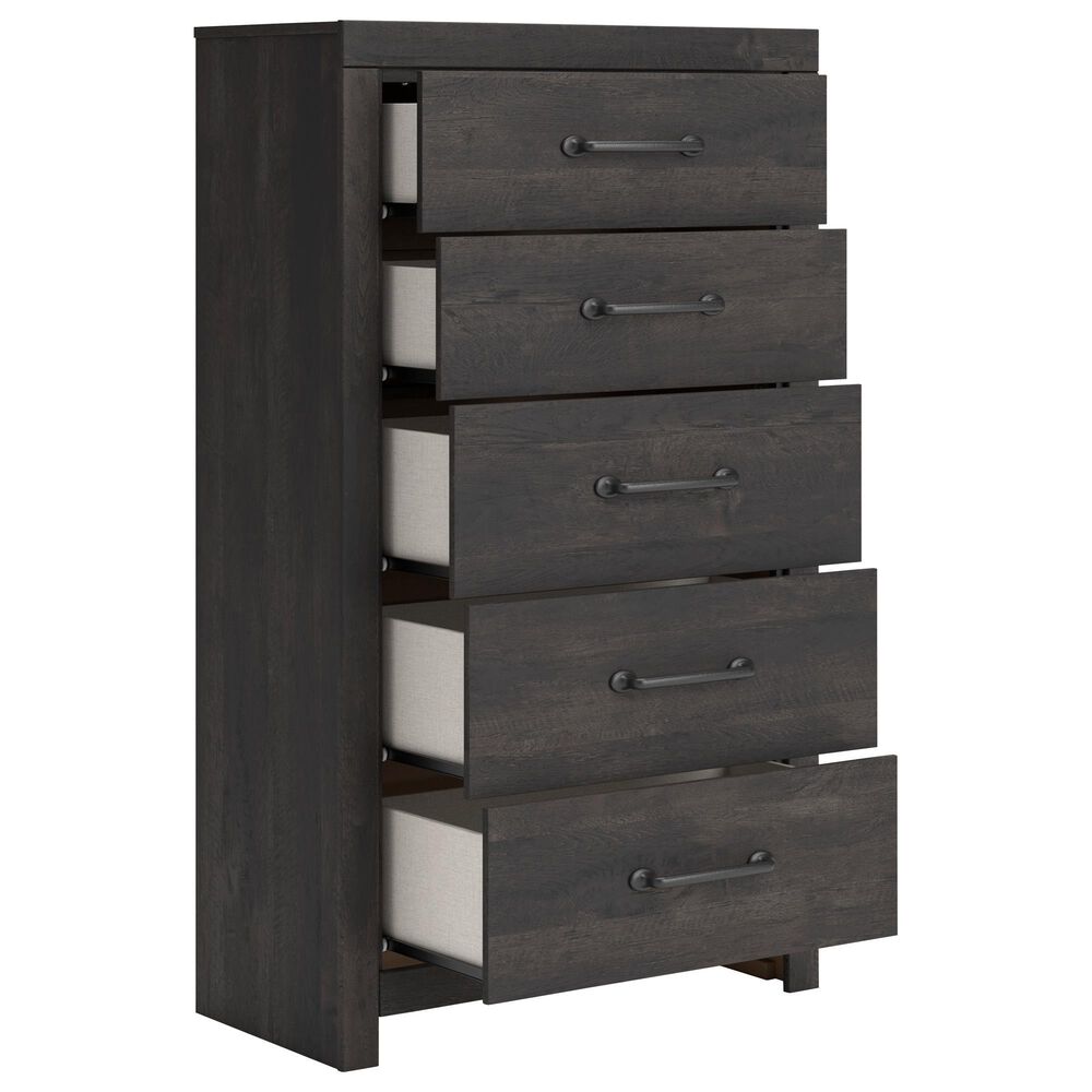 Ashley Hollivern 5-Drawer Chest in Dark Gray, , large