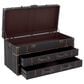 Maple and Jade Upholstered 2-Drawer Coffee Table with Buckle Hinged Top in Dark Blue, , large