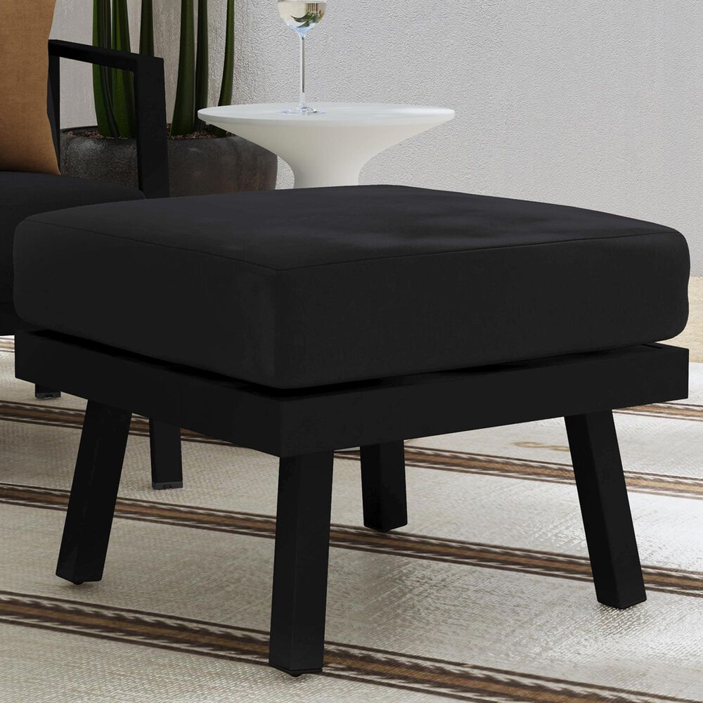 Linon Home Decor Holland Patio Ottoman in Black, , large