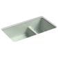 Kohler Iron-Tones Smart Divide 33" Top-Undermount Double Bowl Kitchen Sink in Aspen Green, , large