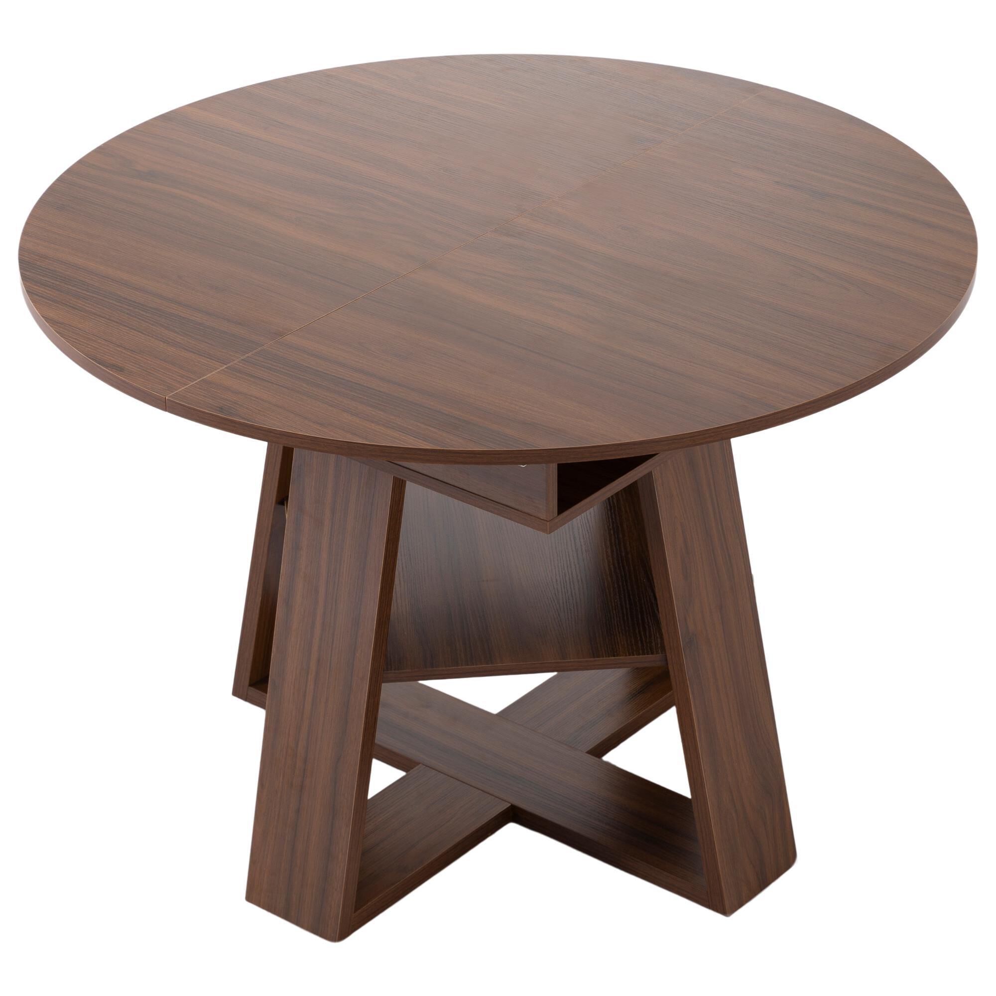 HOMLUX Dining Table with 2 Extension Leaves in Walnut - Table Only