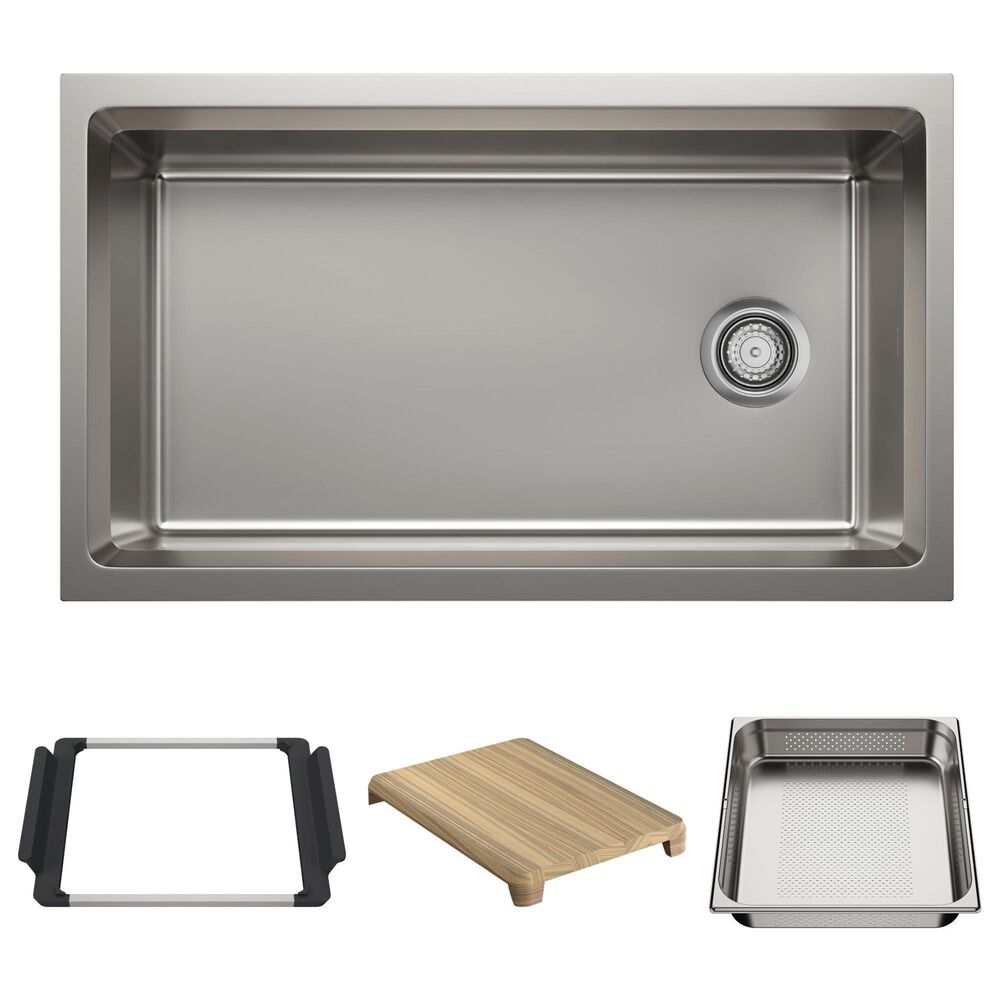 Blanco Inteos 33" Undermount Single Bowl Kitchen Sink in Satin Polish, , large