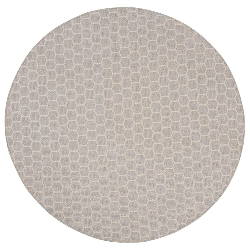 Nourison Twist Reversible 8" Round Grey Indoor/Outdoor Area Rug, , large