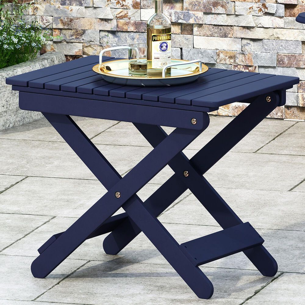 Hearth and Haven Folding Patio Side Table in Navy Blue, , large