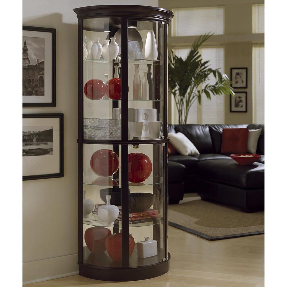 Chapel Hill Half Round Curio Cabinet in Chocolate Cherry, , large