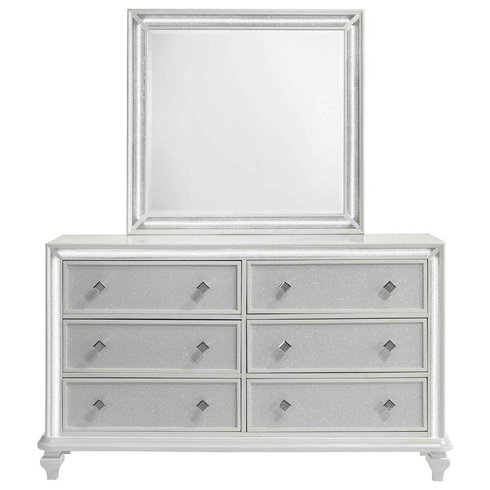 New Heritage Design Stardust 3-Piece Queen Bedroom Set in White and Silver, , large