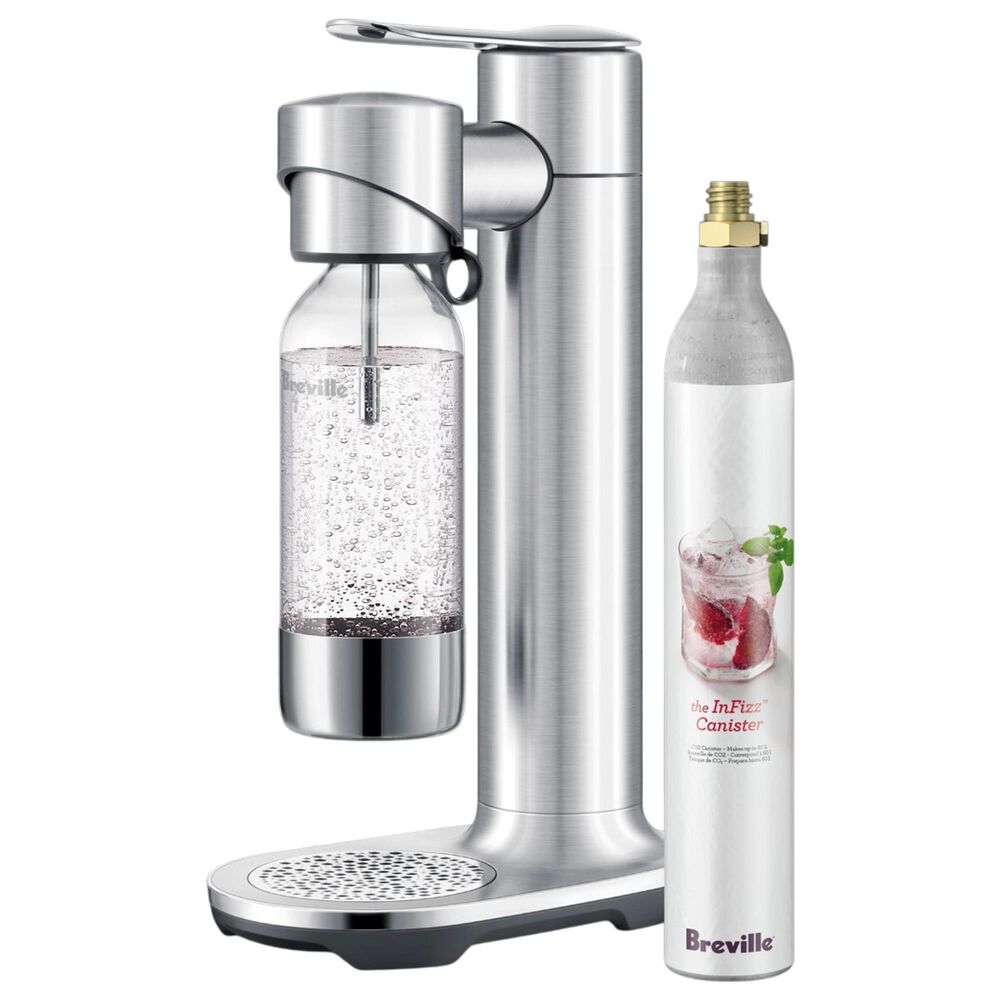 Keystone InFizz Aqua 1-Liter Sparkling Water Carbonation Machine with CO2 Canister in Brushed Stainless Steel, , large