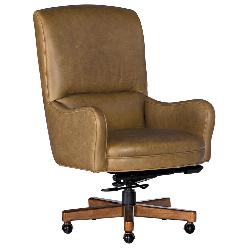 Hooker Furniture Dayton Swivel Tilt Leather Desk Chair in Pecan, , large