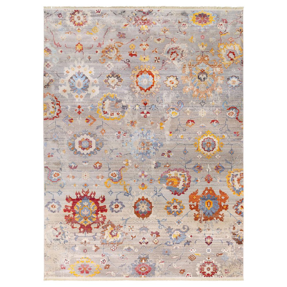 Surya Ephesians 7"8" x 10"2" Gray, Aqua, Orange and Red Area Rug, , large