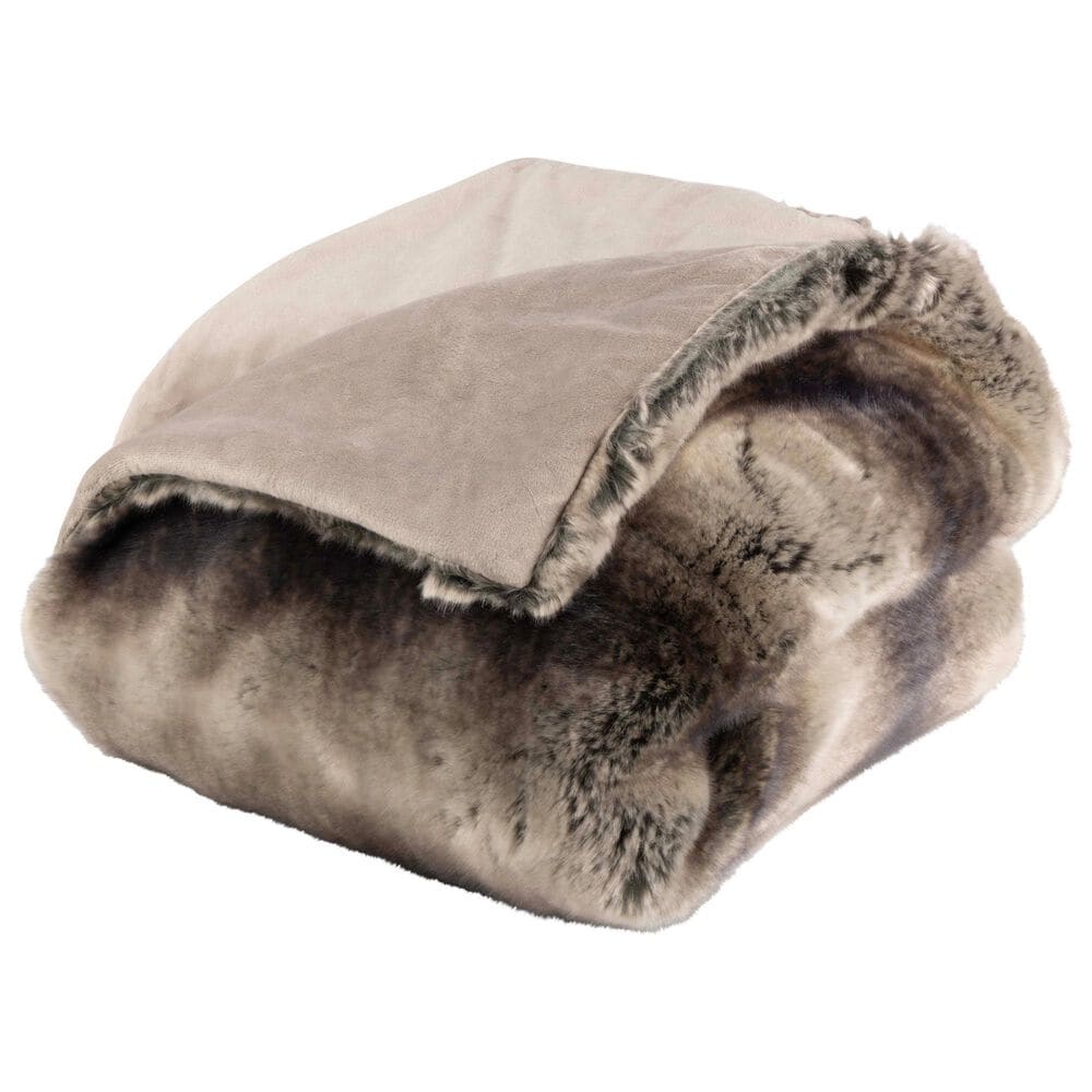 Timberlake 60" x 70" Faux Fur Throw Blanket in Gray and Brown, , large
