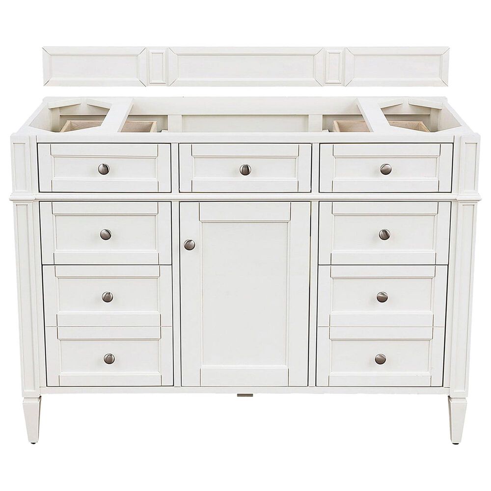 James Martin Brittany 48&quot; Single Bathroom Vanity in Bright White with 3 cm White Zeus Quartz Top and Rectangular Sink, , large