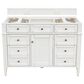 James Martin Brittany 48" Single Bathroom Vanity in Bright White with 3 cm White Zeus Quartz Top and Rectangular Sink, , large