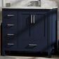 Lexora Home Jacques 36" Right Offset Single Bathroom Vanity in Navy Blue with 2 cm White Carrara Marble Top and Rectangular Sink, , large