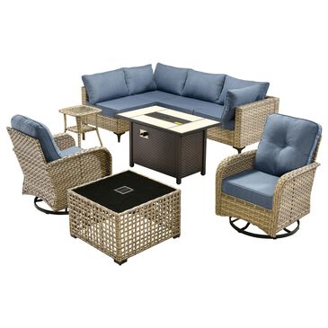 HOMLUX 9-Piece Patio Conversation Set in Denim Blue, , large