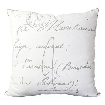 Surya 22" x 22" Classical French Script Down Fill Pillow in Ivory and Charcoal, , large